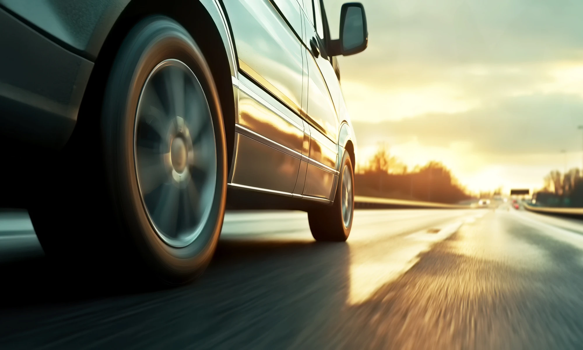 An SUV driving down the highway