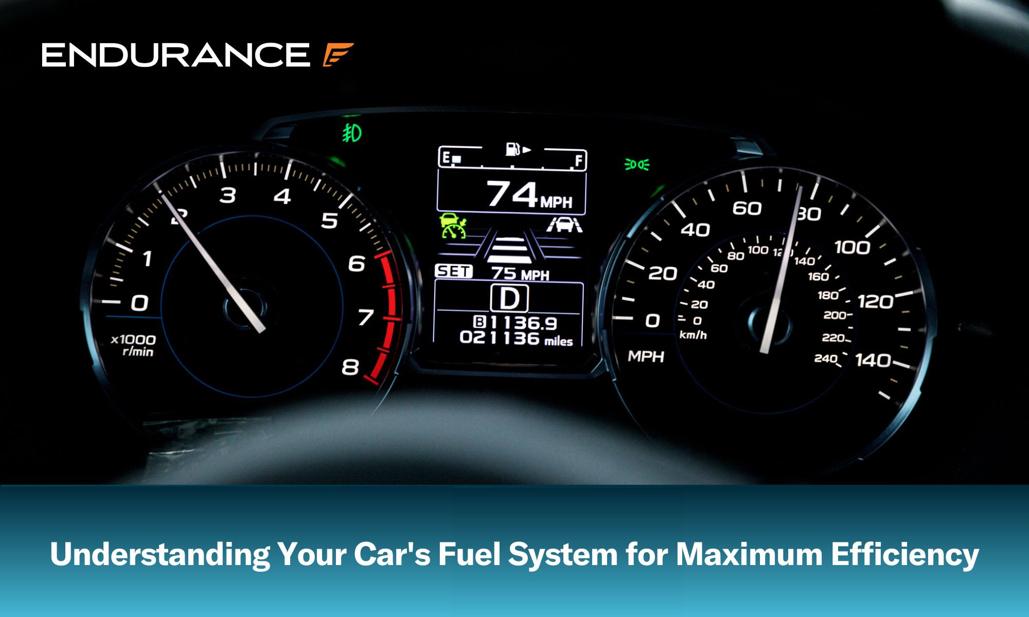 Car dashboard speedometer, tachometer, fuel gauge, etc. display close-up