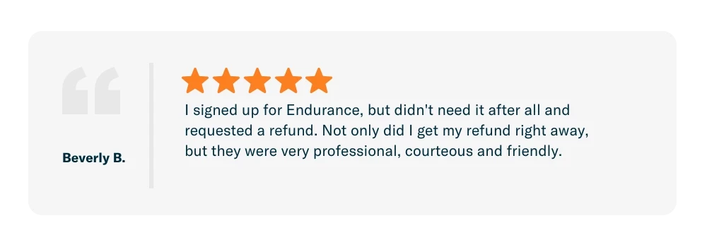Reseña de Beverly sobre la garantía Endurance