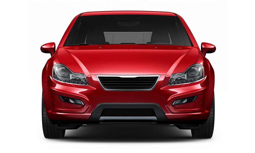 vista frontal del coche Honda rojo