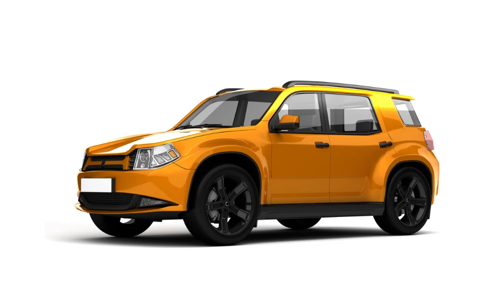 Un vehículo Jeep Renegade naranja