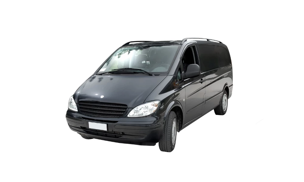 A gray Chrysler minivan