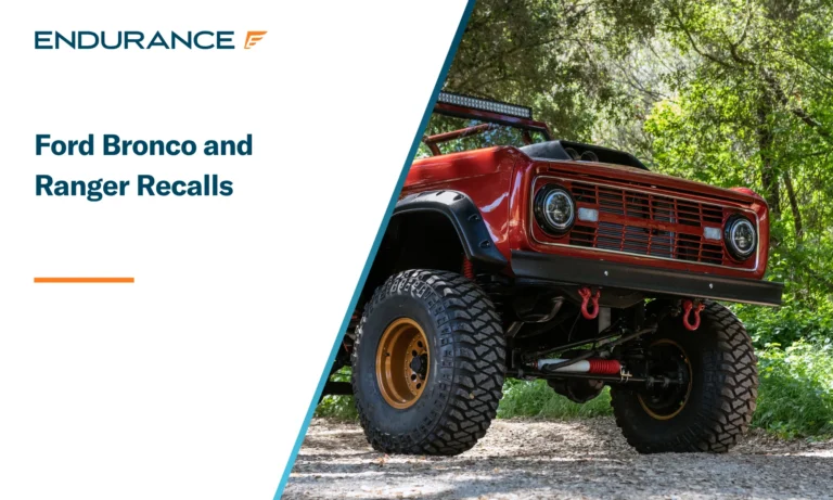 A red vintage Ford Bronco, Ford Bronco and Ranger recalls
