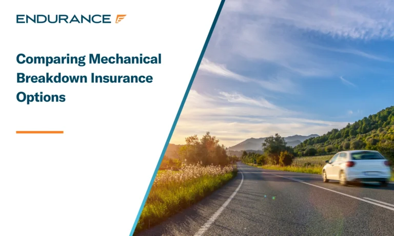 Car driving in California hills, comparing mechanical breakdown insurance options