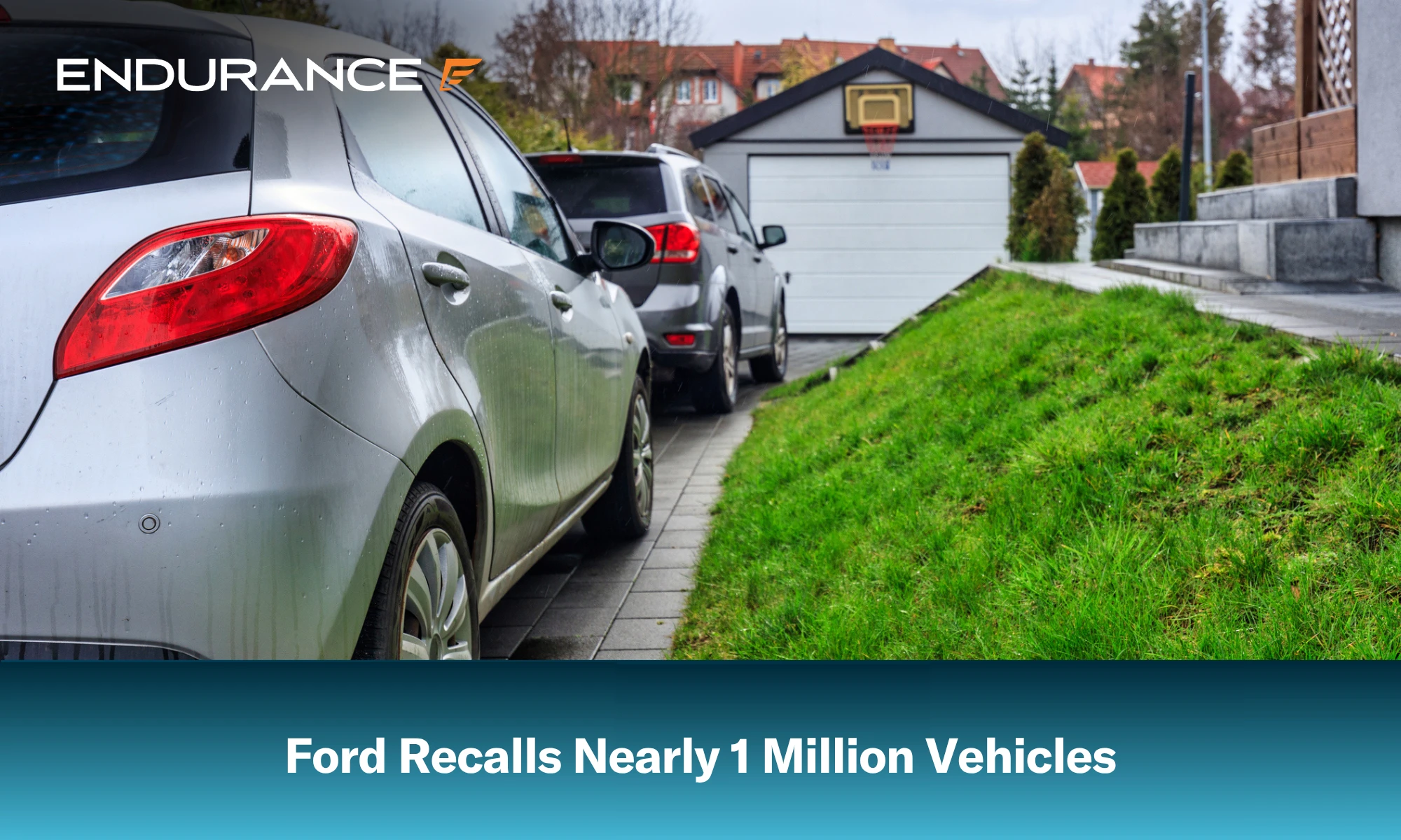 Ford Focus and Explorer parked in front of a garage, Ford recalls 1 million vehicles