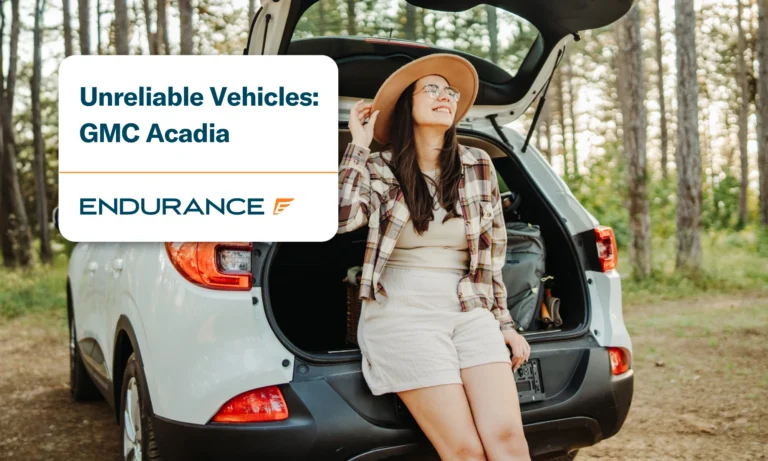 Woman enjoying nature while sitting on SUV truck, Unreliable GMC Acadia models