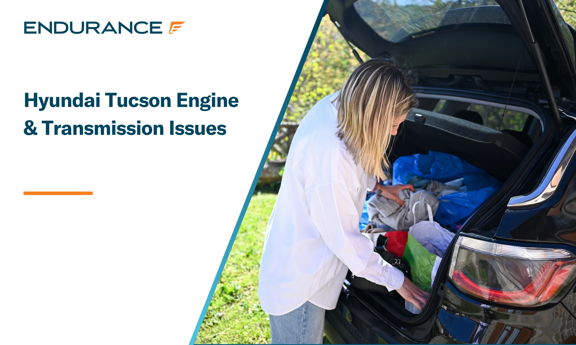 Woman packing luggage into her vehicle's trunk, Hyundai Tucson engine and transmission issues